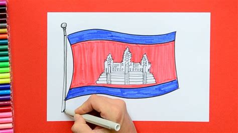 How to draw the National flag of Cambodia .